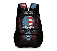 WECECE School Backpack Esqueleto Bandera Americana Schoolbag Kids Backpack Fashion Cráneo for Boys Girls Lightweight Daypack for School Girls Primaria