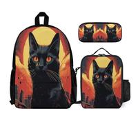 WECECE School Backpack Gato para Niñas con Bolsa Térmica y Estuche, Mochila Gatito Animal Infantil Niño 7-13 Años para Inicio de Curso