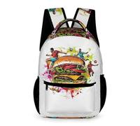WECECE School Backpack Kids Mochila Burger Print Niño Mochila Linda Escolar Comida Estampada Para Niñas De 6-9 Años Mochilas Infantil Para Escuela Viaje