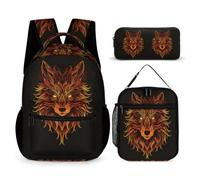 WECECE Set de Mochilas Lobo Escolares para Niño, Mochila Lobos Primaria Niñas Chicas Bolsas Escolares Mochilas Niño con Bolsa Térmica Bolsa para Lápices (Juego de 3)
