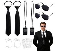 Weciau 10 Piezas Accesorios de Disfraz de Agente Secreto, Men in Black Disfra, Disfraces Espía Accesorios para Carnaval Halloween Cosplay Juegos Seguridad en la Boda Juego de rol