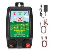 Weciau 10KM Pastor Electrico, Cerca Eléctrica para Animales con Pantalla LCD, Pastor Electrico para Caballos, Ovejas, Ganado, Aves, Pastor, Protección Ideal para Pastos, Granjas y aves de Corral