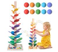 Weciau Árbol de la Música, Pista de Canicas de Madera Árbol de Sonido, Juguete Musical de Arco Iris con 10 Bolas de Arcoíris, 6 Niveles Coloridos, Juguete Montessori a Partir de 3 Años
