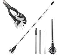 Weciau Cortador de bordes de césped con mango, recortadora de bordes de acero inoxidable, cortador de bordes de césped con rodillo, 4 piezas Gardena con mango de longitud ajustable (95 - 171 cm)