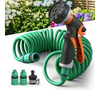 Weciau Manguera Jardin Extensible, 7,5M Manguera Extensible con 8 Patrones de Pulverización, Conectores de Manguera, Rociador de Mano para Lavar Coches, Bañar Mascotas y Regar el Jardín