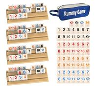 Weciau Rummy Classic, Rummy Juego de Mesa con 1 Bolsa 4 Atriles 112 Pedazo, Juego de Mesa Clásicos para 2-4 Personas Noches de Juegos, Viajes, Festivales y Amantes de los Juegos de Estrategia
