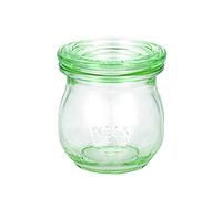 Weck 49854 Set de conservas tarros con Forma de tulipán Mini de 75 ml, 12 Anillos de 89 x 52 mm, 24 Pinzas, 2 Tapas de cartón de 40 mm, Cristal, Rojo