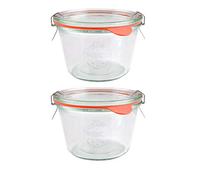 WECK 741 - Tarro de almacenamiento de boca ancha de 370 ml, incluye tapa de vidrio, sello y abrazaderas para masa madre, conserva, enlatado, yogur, kimchi, mermelada