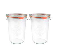 WECK 743 - Tarros de almacenamiento de boca ancha de 850 ml, incluye tapas de vidrio, sellos y abrazaderas para masa madre, conserva, enlatado, yogur, kimchi, mermelada