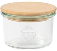 Weck 79201 - Tarros con forma de caída #751 (12 unidades, 200 ml, tarro de almacenamiento con tapa de madera + junta de silicona, tarro de almacenamiento para postres, salsas, alimentos)