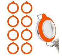 Weck 8 anillos de goma para tarros de conservas, anillos de goma para tarros de silicona, juntas de cristal, color naranja, suave, de repuesto, a prueba de fugas, para tarros de cristal con tapa Mason