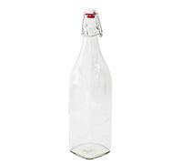 Weck Bormioli Rocco 58306 - Botellas con gancho de alambre, 1000 ml (6 unidades, incluye anillos de goma, botellas para zumo, licores, chupitos)