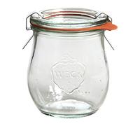 Weck - Bote con Forma de tulipán de 220 ml., con tapadera de 60 mm, Completo con Junta y Clips, Caja de 12 Piezas, Cristal, Transparente