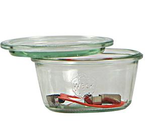 Weck Bote de 370 ml, con tapadera de 100 mm, con Junta y Clips, Caja de 6 Piezas, Cristal, Transparente