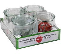 Weck Tarro de conservas de 500 ml (latas estándar de cuello redondo, incluye cierres y clips, para guardar provisiones) - Juego de 4