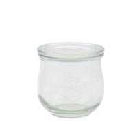 Weck 6 tarros de cristal con forma de tulipán, 370 ml, RR80, con tapa de cristal, anillos y grapas en cartón original (con tapa de cristal, anillos y pinzas)