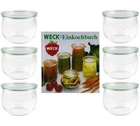 Weck Juego de tarros (6 tarros de conservas, 144 páginas; tulipanes de 500 ml; borde redondo de 100 mm) 42578