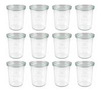 Weck - Mini molde tarro, borde redonda, vidrio, Transparente, 160 ml, 12 unidades