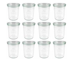 Weck - Mini molde tarro, borde redonda, vidrio, Transparente, 160 ml, 12 unidades