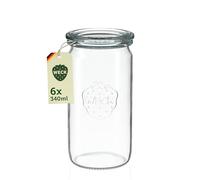 Weck Redonda Borde Cilindro Tarro, Vidrio, Transparente, 340 ml