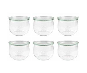 Weck RR100 - Juego de 6 tarros de conservas (500 ml, tapa de cristal y tapa hermética)