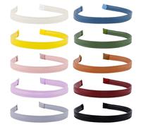 Wecoe 10 diademas de piel sintética para mujeres y niñas, 0.6 pulgadas, blanco, negro, azul, rosa, morado, rojo, amarillo, verde, marrón, antideslizante, moda, accesorios para el cabello, accesorios