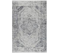 Wecon Home Alfombra tejida vintage gris, azul y beige con flecos 230x160