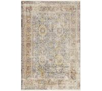 Wecon Home Alfombra tejida vintage, gris y amarillo, con flecos 230x160