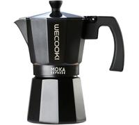 WECOOK! Bella Cafetera Italiana 3 Tazas, 130 ml, Aluminio, Negro
