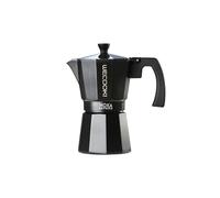 WECOOK! Bella Cafetera Italiana 6 Tazas Cafetera Moka para Espresso (270 ml aprox.) - No Apta para Inducción - Apta Gas, Eléctrica y Vitrocerámica - Junta Silicona y Válvula Seguridad, Aluminio, Negro
