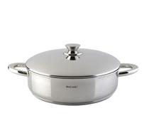 WECOOK Cacerola Baja Acero Inoxidable 18/10 con Tapa, Inducción, 22 cm