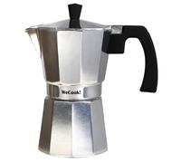 Wecook Paola Cafetera Italiana Aluminio 6 Tazas Café, Junta Silicona, Válvula Seguridad, Vitrocerámica