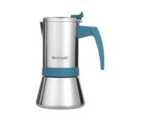 WECOOK! Cafetera italiana acero inoxidable 18/10 6 tazas para inducción - espresso/moka - mango Soft-Touch de baquelita - válvula de seguridad de níquel - cuchara medidora incluida