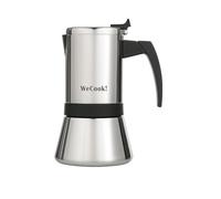 WECOOK! Cafetera italiana acero inoxidable 18/10 4 tazas para inducción - espresso/moka - mango Soft-Touch de baquelita - válvula de seguridad de níquel - cuchara medidora incluida