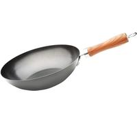 WECOOK! Carbono Wok Inducción 24 cm, Antiadherente QUANTANIUM Ecológico 3 Capas sin PFOA, Acero al Carbono, Mango Imitación Madera, Apta Todas las Cocinas Vitrocerámica, Gas