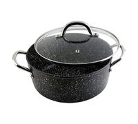 WECOOK! - Cacerola Alta Antiadherente de Granito 24cm | Cocina Saludable Libre de PFOA | Eficiencia Energética con Full Induction | Versátil para Todo Tipo de Cocinas, Negro Moteado, Aluminio