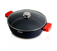 Wecook ecostone cazuela baja inducción tapa cristal 24cm, antiadherente sin pfoa, aluminio fundido, 5mm, 7,5cm alto, , negro