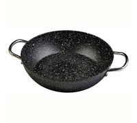 WECOOK! - Cazuela Baja de Aluminio Forjado 24 cm | Antiadherente Ecológico Libre de PFOA | Full Induction para Todas las Cocinas | Asas de Acero Inoxidable, Negro Moteado, Acero inoxidable