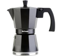 WECOOK! Luccia Cafetera Italiana, Inducción, Aluminio, Express, 12 Tazas Café, Apta para todas las Cocinas, Color Negro, Junta de Cierre de Silicona, Válvula de Seguridad
