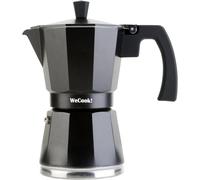 WECOOK! Luccia Cafetera Italiana, Inducción, Aluminio, Negro, 1-3 Tazas | Apta para gas, eléctrica, vitrocerámica e inducción, junta de cierre de silicona, válvula de seguridad, mango de baquelita