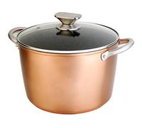 WECOOK! Professional Olla Inducción con Tapa de Cristal, 24 cm, Antiadherente Ecológico sin PFOA, Aluminio Forjado, 6 L, Color Cobre, 2,8mm Espesor, Asas de Acero Inox., Vitrocerámica, Gas, Horno