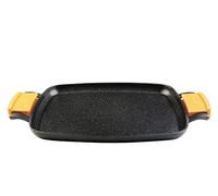 WECOOK! Vitae Bandeja Asadora Inducción, Plancha de Asar 47 X 30cm, Aluminio Fundido, Antiadherente Titanio QUANTANIUM Ecológico sin PFOA, 5mm Espesor, Asas de Silicona, Vitrocerámica, Gas, Horno