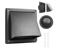 WeCooper Rejilla Exterior 150 mm (6”) con Capucha - Ventilación de Acero Inoxidable 304 en Negro para Extractor, Toma de Aire, Conducto de Secadora, con Tapa Extraíble y Malla Antipájaros