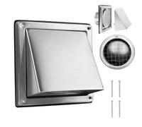 WeCooper Rejilla Exterior de Pared 125 mm (5”) de Acero Inoxidable 304 con Campana, Malla Antipájaros y Cubierta Extraíble, Salida de Aire para Extractor, Baño, Cocina y Secadora