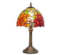 wecrejoni Lámpara Tiffany, lámpara de vitrales, hermosa lámpara de mesa rosa, mesita de noche para dormitorio, sala de estar, cocina, estética, lindo regalo de decoración del hogar