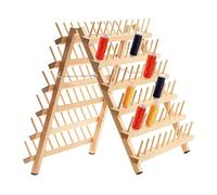 Wectirc Estante de hilo de madera | Soporte plegable para bordado, soporte para trenzar, organizador de hilos de doble cara de 120 bobinas para puntos de cruz