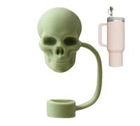 Wectirc Tapas de paja de calavera para vasos, de silicona, para Halloween, bonitas cabezas de esqueleto, tapas de paja para pajitas de 10 mm