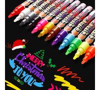 WECUTE 12 colores Rotuladores Tiza Liquida 6mm, Rotulador Cristal Borrable para Ventanas y Pizarras Rotuladores de Pizarra (6mm-12 colores)