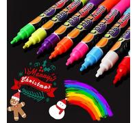 WECUTE 8 colores Rotuladores Tiza Liquida 3mm, Rotulador Cristal Borrable para Ventanas y Pizarras Rotuladores de Pizarra (3mm-8 colores)