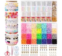 WECUTE Kit Pulseras, 6700+ Piezas 28 Colores Perlen Armband Herstellung Kit, Cuentas para Pulseras,olymer Clay Perlen Armband Making Kit, El mejor partido para conciertos y festivales de música (6mm)